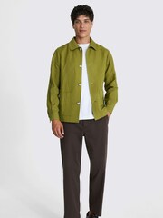 MOSS Green Lime Wool Linen Shacket - Image 3 of 4