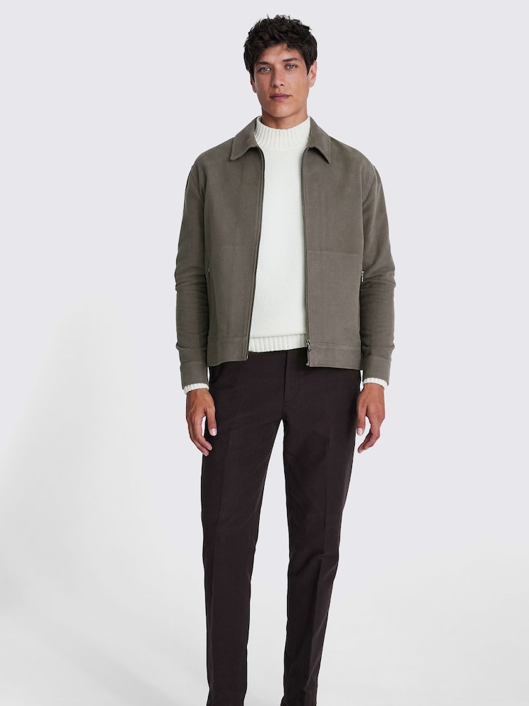 MOSS Grey 100% Cotton Taupe Moleskin Jacket - Image 2 of 4