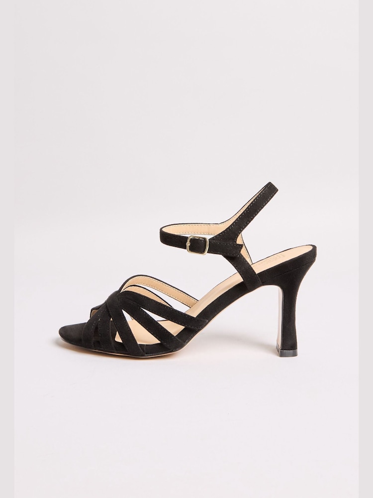 Friends Like These Black Mid Heel Multi Strap Buckle Detail Sandals - Image 5 of 5