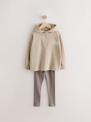 Beige Slogan Hoodie And Leggings Set (3-16yrs) - Image 5 of 12