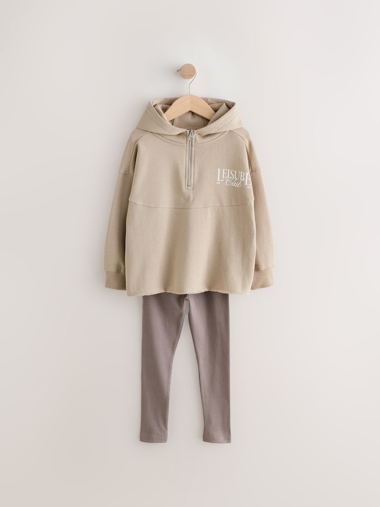 Beige Slogan Hoodie And Leggings Set (3-16yrs) - Image 5 of 12
