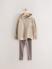 Beige Slogan Hoodie And Leggings Set (3-16yrs) - Image 6 of 12