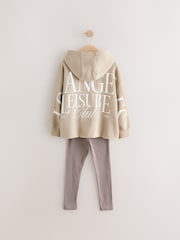 Beige Slogan Hoodie And Leggings Set (3-16yrs) - Image 7 of 12