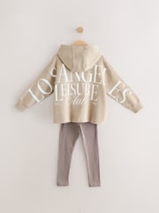 Beige Slogan Hoodie And Leggings Set (3-16yrs) - Image 8 of 12
