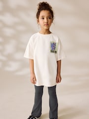 White Graphic T-Shirt and Ribbed Flare 100% Cotton Set (3-16yrs) - Image 2 of 9