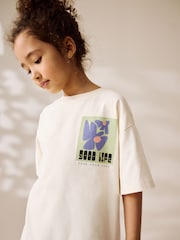 White Graphic T-Shirt and Ribbed Flare 100% Cotton Set (3-16yrs) - Image 4 of 9
