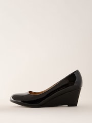 Friends Like These Black Wide Fit Mid Wedge Round Toe Court Shoes - Image 5 of 5