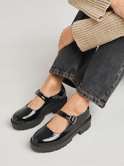 Simply Be Black Extra Wide Fit Mary Jane Flat Shoes - Image 1 of 4