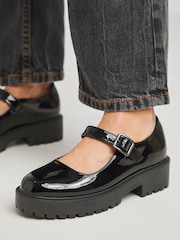 Simply Be Black Extra Wide Fit Mary Jane Flat Shoes - Image 4 of 4
