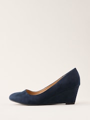 Friends Like These Navy Standard Fit Mid Wedge Round Toe Court Shoes - Image 5 of 5
