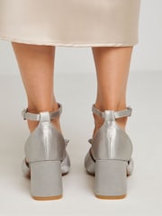 Simply Be Silver Extra Wide Fit Wide Fit Diamante Crossover Strap Heeled Sandals - Image 3 of 4