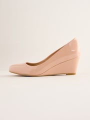 Friends Like These Nude Wide Fit Mid Wedge Round Toe Court Shoes - Image 5 of 5