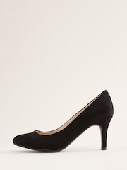 Friends Like These Black Wide Fit Low Stiletto Heel Round Toe Faux Suede Court Shoes - Image 5 of 5