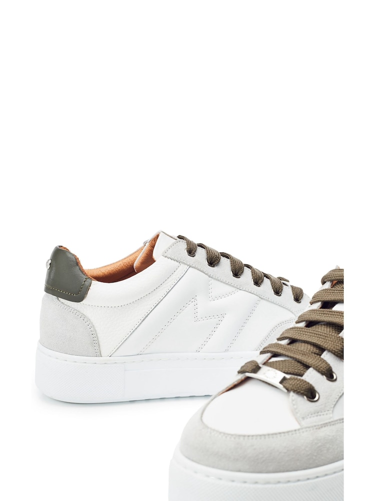 Moda in Pelle Amarante M Stitch Detail Chunky Leather White Trainers - Image 4 of 4