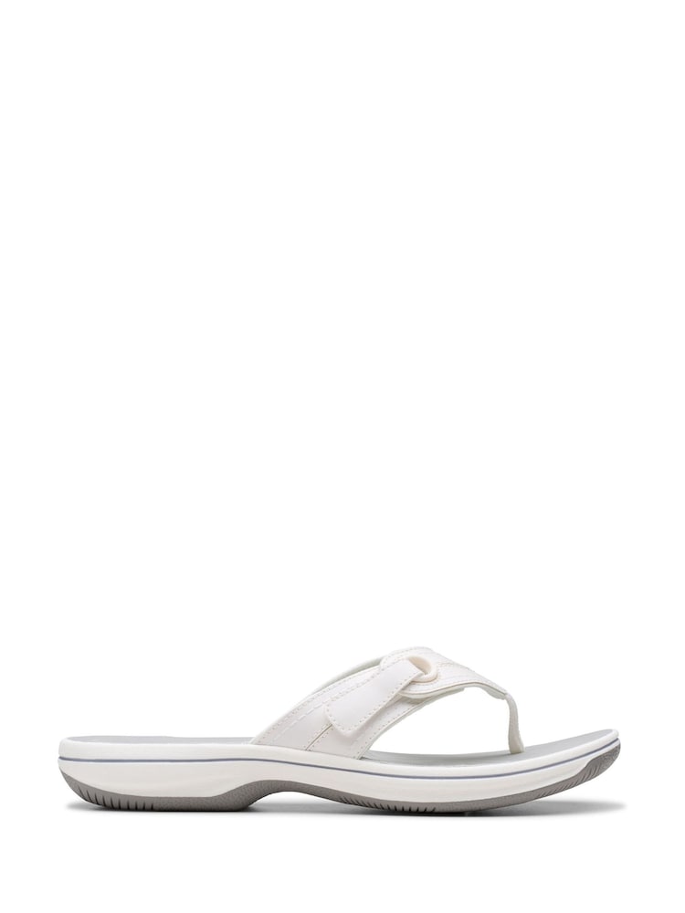Blanco - Clarks Essentials Brinkley Toe Post Flip Flops - Imagen 1 de 7