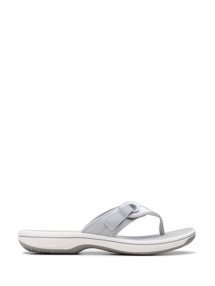 Plateado - Clarks Essentials Brinkley Toe Post Flip Flops - Imagen 1 de 7