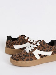 Friends Like These Brown Animal Lace-Up Retro Gumsole Sports Trainers - Image 1 of 4