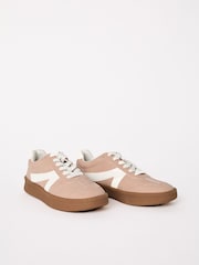 Friends Like These Light Pink Lace-Up Retro Gumsole Sports Trainers - Image 2 of 5
