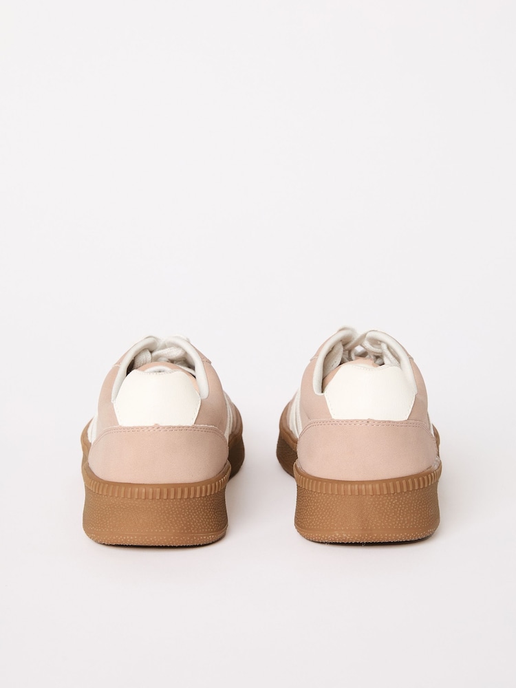 Friends Like These Light Pink Lace-Up Retro Gumsole Sports Trainers - Image 4 of 5