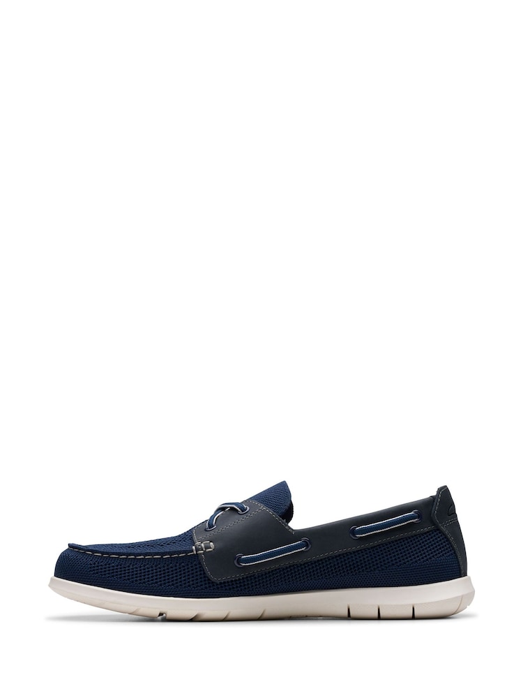 Clarks Navy Essentials Flexway Tie Boat Shoes - Image 2 of 7