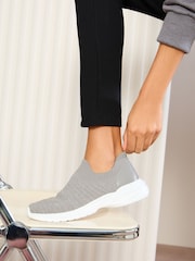 Friends Like These Grey Flat Slip On Knitted Comfort Sports Trainers - Image 1 of 5