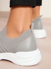 Friends Like These Grey Flat Slip On Knitted Comfort Sports Trainers - Image 2 of 5