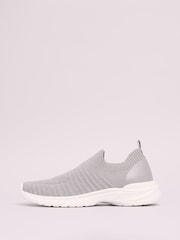 Friends Like These Grey Flat Slip On Knitted Comfort Sports Trainers - Image 5 of 5