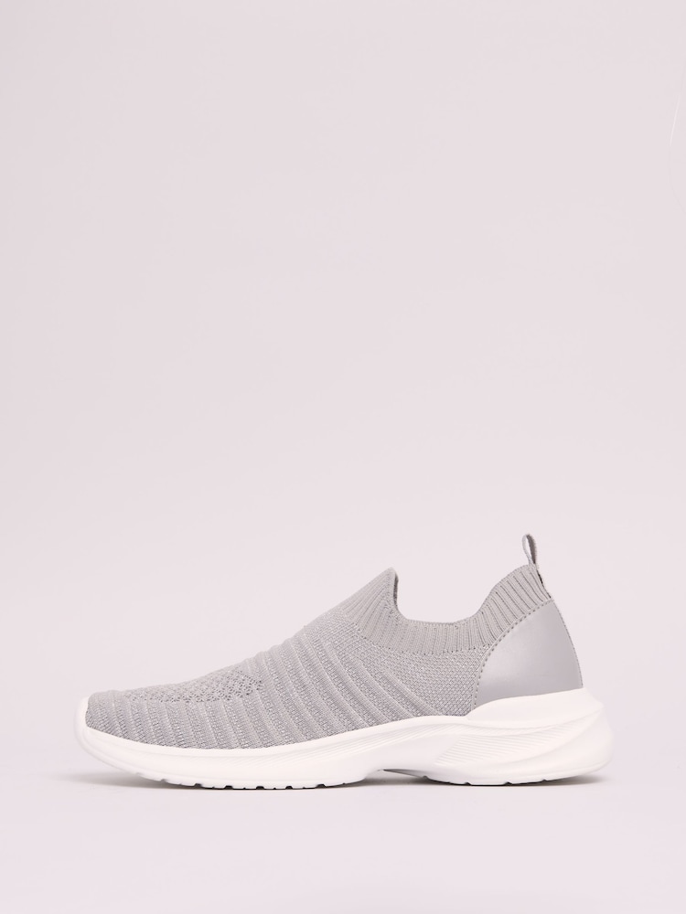 Friends Like These Grey Flat Slip On Knitted Comfort Sports Trainers - Image 5 of 5
