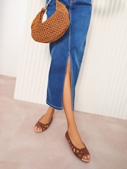 Maro - Friends Like These Pantofi cu talpă plată Peeptoe Faux Leather Cut Out Balerină Pantofi - Image 3 of 5