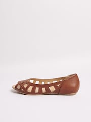 Maro - Friends Like These Pantofi cu talpă plată Peeptoe Faux Leather Cut Out Balerină Pantofi - Image 5 of 5