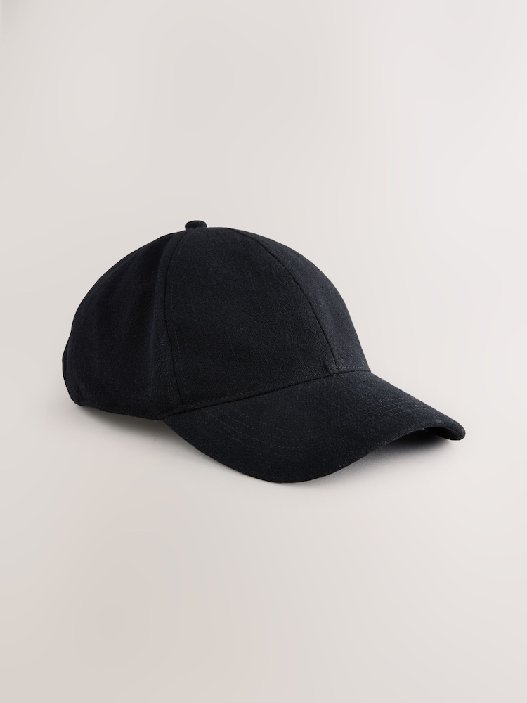 Black Linen Cap - Image 1 of 3 Black Linen Cap - Image 1 of 3