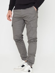 Threadbare Grey Joggers Style Cargo Trousers with Stretch - Image 1 of 4