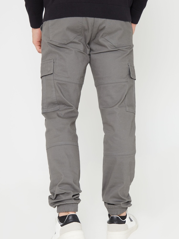 Threadbare Grey Joggers Style Cargo Trousers with Stretch - Image 4 of 4