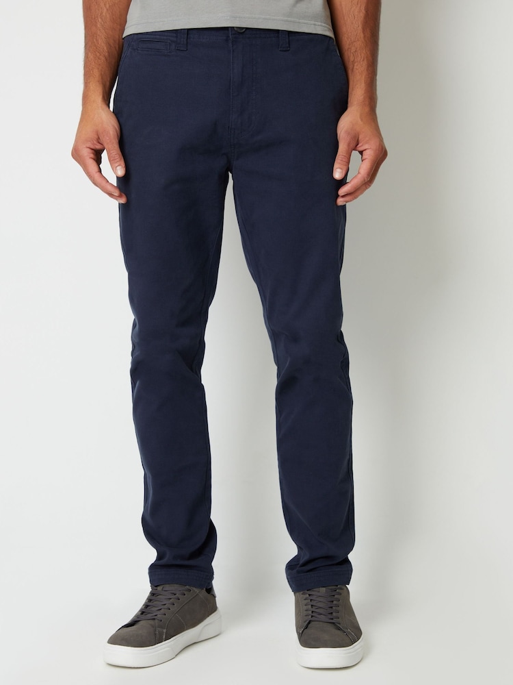 Threadbare Blue Slim Fit Canvas Trousers With Stretch - Image 1 of 4