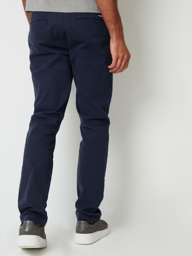 Threadbare Blue Slim Fit Canvas Trousers With Stretch - Image 2 of 4