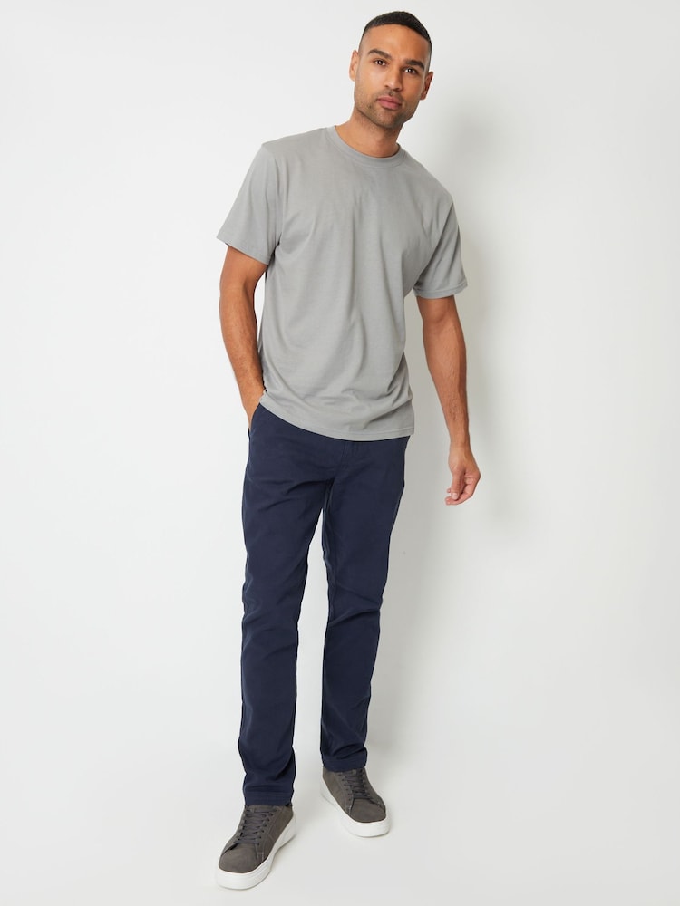 Threadbare Blue Slim Fit Canvas Trousers With Stretch - Image 4 of 4