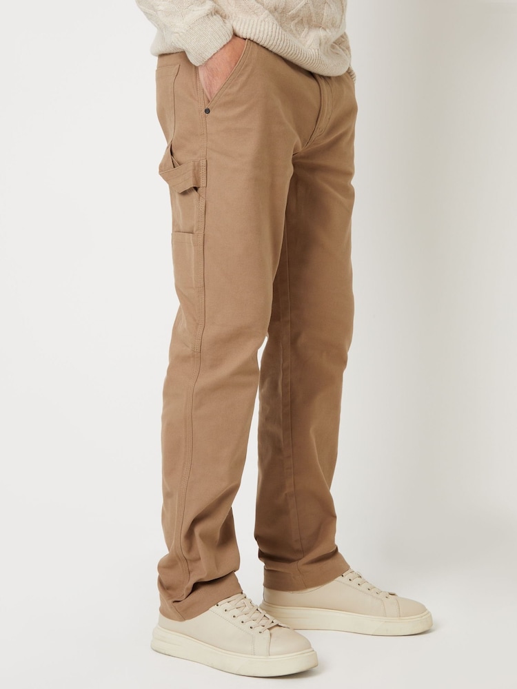 Коричневый - Threadbare Cotton Straight Leg Chino Cargo Trousers With Stretch - Изображение 1 из 4
