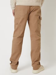 Коричневый - Threadbare Cotton Straight Leg Chino Cargo Trousers With Stretch - Изображение 2 из 4