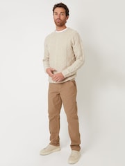 Коричневый - Threadbare Cotton Straight Leg Chino Cargo Trousers With Stretch - Изображение 3 из 4