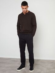 Threadbare Black Cotton Straight Leg Pleated Chino Trousers With Stretch - Image 3 of 4