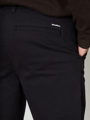 Threadbare Black Cotton Straight Leg Pleated Chino Trousers With Stretch - Image 4 of 4