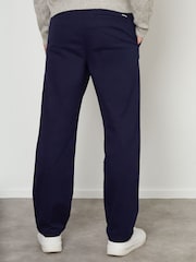 Threadbare Navy Cotton Straight Leg Pleated Chino Trousers With Stretch - Image 2 of 4