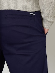 Threadbare Navy Cotton Straight Leg Pleated Chino Trousers With Stretch - Image 4 of 4