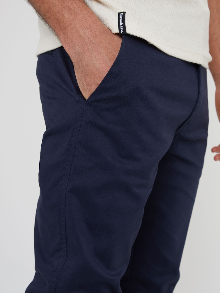 Threadbare Blue Slim Fit Cotton Chino Trousers 2 Pack With Stretch - Image 4 of 4
