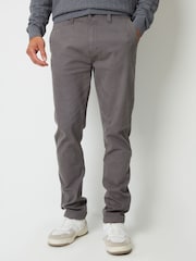 Threadbare Grey Slim Fit Canvas Trousers With Stretch - Image 1 of 4