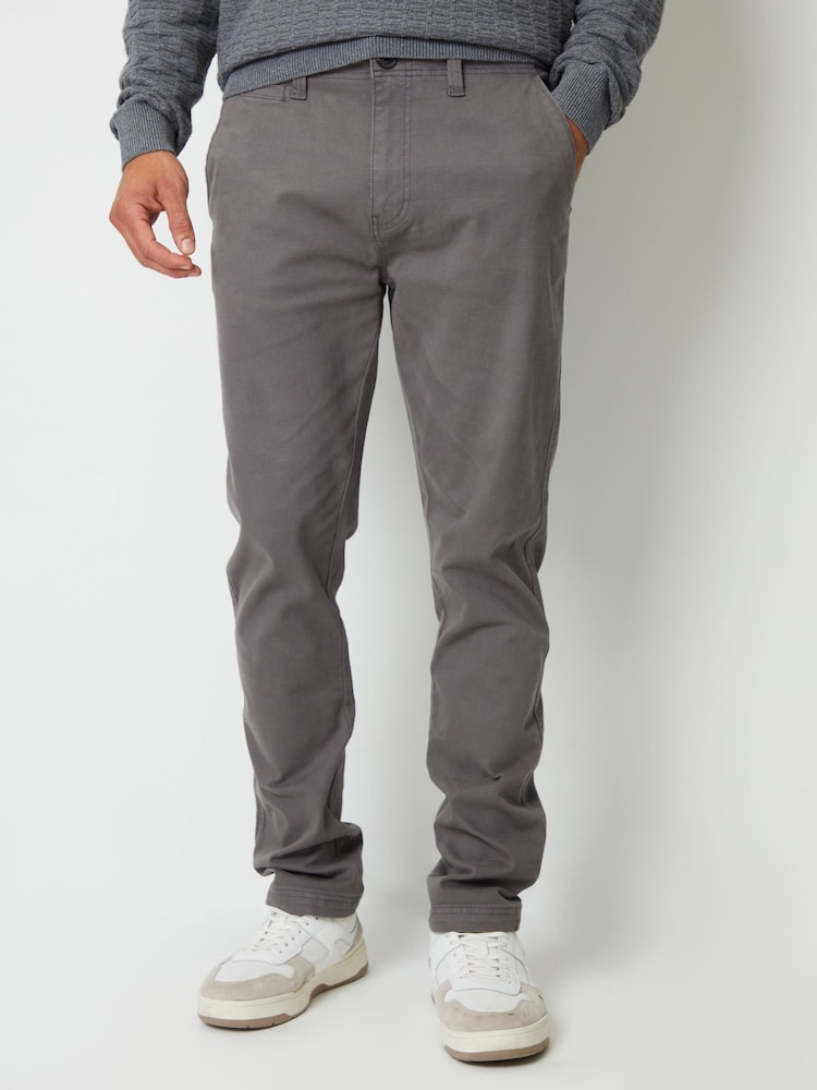 Threadbare Grey Slim Fit Canvas Trousers With Stretch - Image 1 of 4