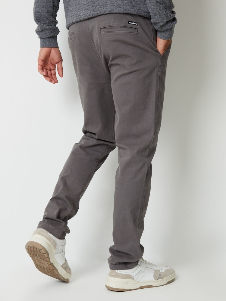 Threadbare Grey Slim Fit Canvas Trousers With Stretch - Image 2 of 4