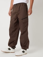 Threadbare Brown Cotton Parachute Cargo Trousers With Stretch - Image 1 of 4