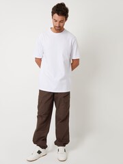 Threadbare Brown Cotton Parachute Cargo Trousers With Stretch - Image 3 of 4