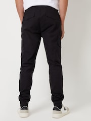Threadbare Black Cotton Drawcord Cargo Trousers With Stretch - Image 2 of 4